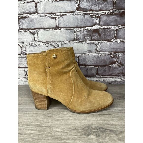 Tory Burch Tan Suede Leather Side Zipper High Heel Booties Women Sz 7.5M US/38EU - Picture 14 of 16
